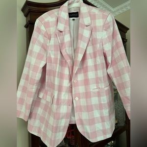 Eloquii Pink and White Checkered Women's Blazer
